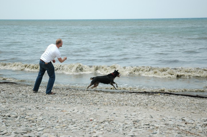 The second beach, where Michi flipped some stones, which the dog thought was very exciting
