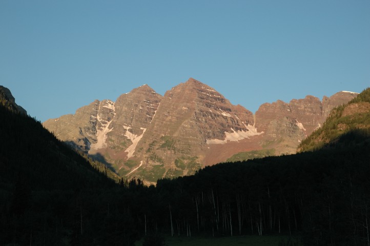 The Maroon Bells near Aspen in the morning sun